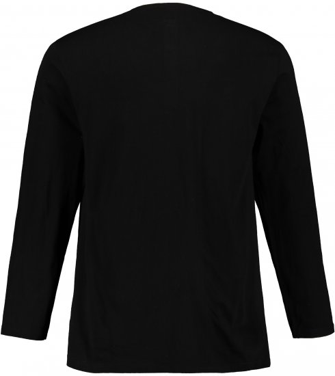 JP1880 Henley T-Shirt Long Sleeve Black TALL - HERREKLÆR MT-6XLT - Klær for høye menn