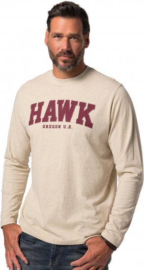 JP1880 T-Shirt Long Sleeve Hawk Off-White TALL - HERREKLÆR MT-6XLT - Klær for høye menn