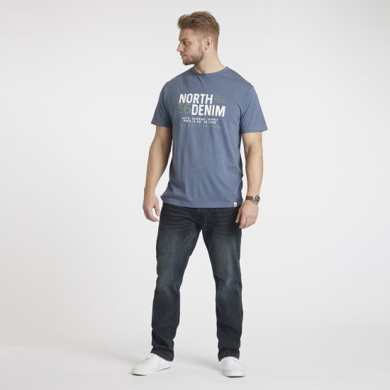 North Latitude Denim Printed T-Shirt Blue Melange TALL - TALL T-skjorter - Ekstra Lange T-skjorter