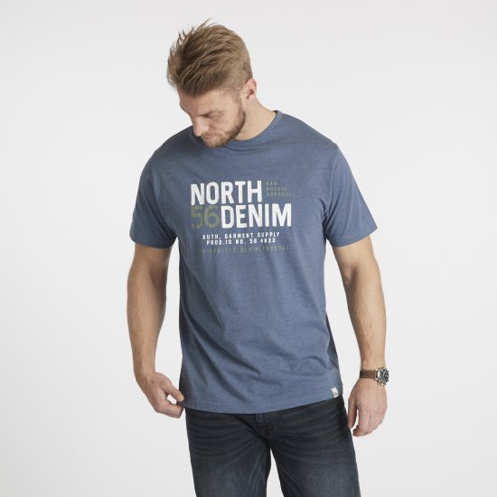 North Latitude Denim Printed T-Shirt Blue Melange TALL - TALL T-skjorter - Ekstra Lange T-skjorter
