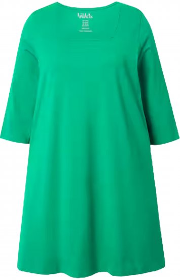 Ulla Popken Square Neckline Knit Swing A-line Pocket Tunic Moss Green - Trykket T-skjorter for dame - 