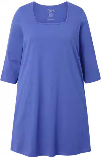 Ulla Popken Square Neckline Knit Swing A-line Pocket Tunic Blue Purple - T-skjorter - 