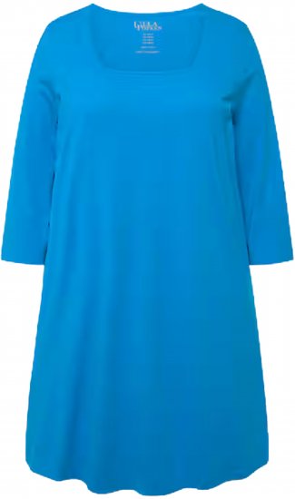 Ulla Popken Square Neckline Knit Swing A-line Pocket Tunic Light Azure - T-skjorter - 