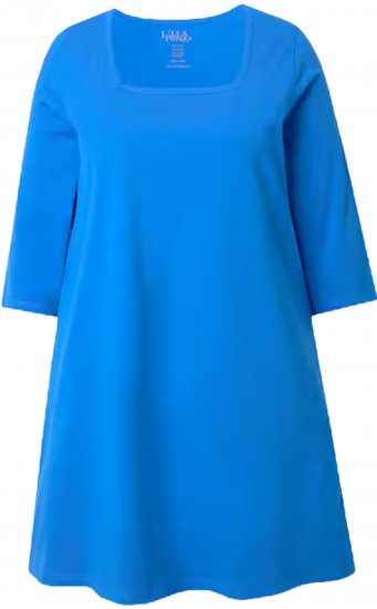 Ulla Popken Square Neckline Knit Swing A-line Pocket Tunic Lapis Blue - T-skjorter - 