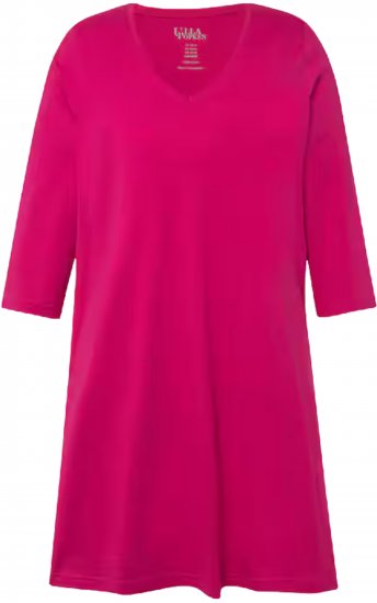 Ulla Popken V-Neck Swing A-line Hem Cotton Knit Tunic Fuchsia Pink - T-skjorter - 
