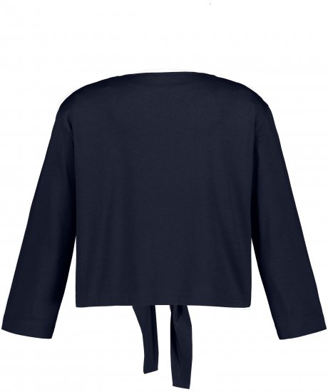 Ulla Popken Versatile Surplice Wrap Tie Hem Bolero Top Navy - T-skjorter - 