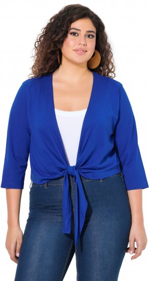 Ulla Popken Versatile Surplice Wrap Tie Hem Bolero Top Cobalt Blue - T-skjorter - 