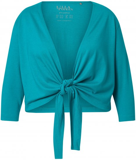 Ulla Popken Versatile Surplice Wrap Tie Hem Bolero Top Teal - T-skjorter - 