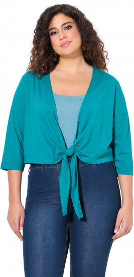 Ulla Popken Versatile Surplice Wrap Tie Hem Bolero Top Teal - T-skjorter - 