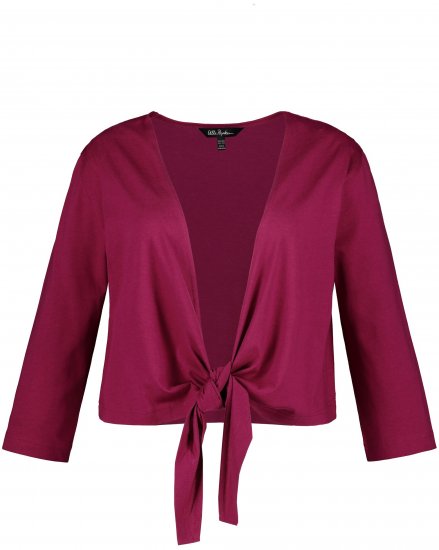 Ulla Popken Versatile Surplice Wrap Tie Hem Bolero Top Magnolia Red - T-skjorter - 