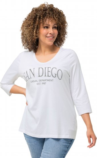 Ulla Popken City Name Graphic Tee Snow White - Trykket T-skjorter for dame - 