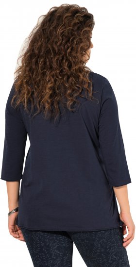 Ulla Popken Peace Love Life 3/4 Sleeve Graphic Tee Navy - T-skjorter - 