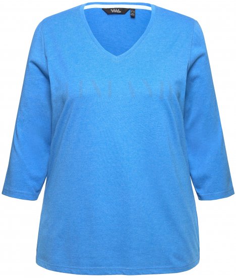Ulla Popken Country Lettered 3/4 Sleeve Tee Teal Blue - Trykket T-skjorter for dame - 