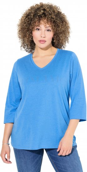 Ulla Popken Country Lettered 3/4 Sleeve Tee Teal Blue - Trykket T-skjorter for dame - 