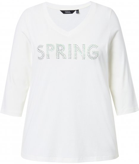 Ulla Popken SPRING Studded 3/4 Sleeve Tee Off-White - T-skjorter - 