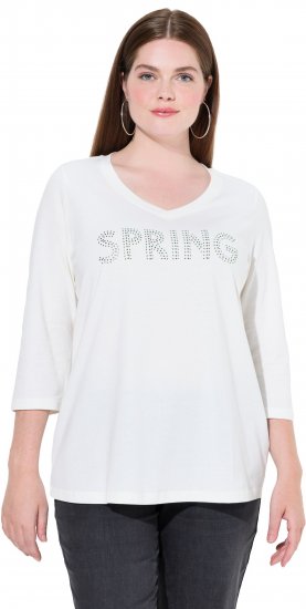 Ulla Popken SPRING Studded 3/4 Sleeve Tee Off-White - T-skjorter - 
