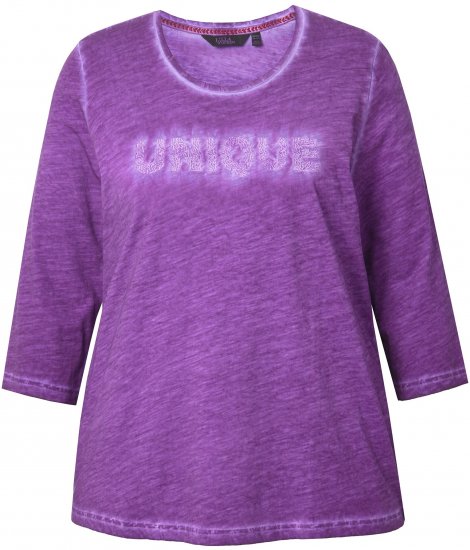 Ulla Popken UNIQUE Embroidered 3/4 Sleeve Tee Purple - T-skjorter - 