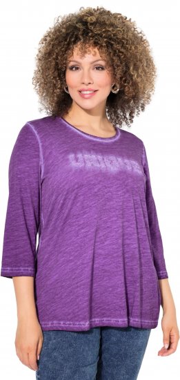 Ulla Popken UNIQUE Embroidered 3/4 Sleeve Tee Purple - T-skjorter - 