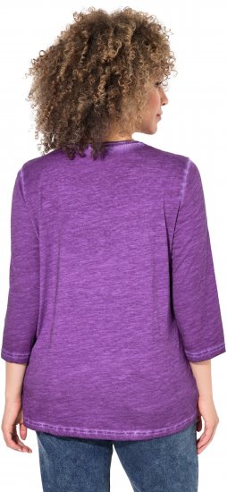Ulla Popken UNIQUE Embroidered 3/4 Sleeve Tee Purple - T-skjorter - 