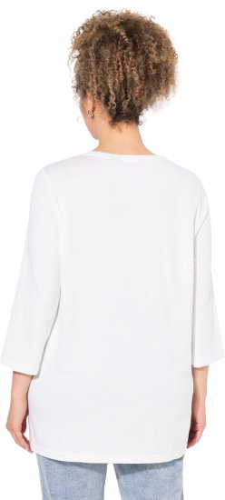 Ulla Popken Casual Mood Floral V-Neck Tee Off-White - T-skjorter - 