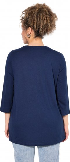 Ulla Popken Casual Mood Floral V-Neck Tee Navy - T-skjorter - 