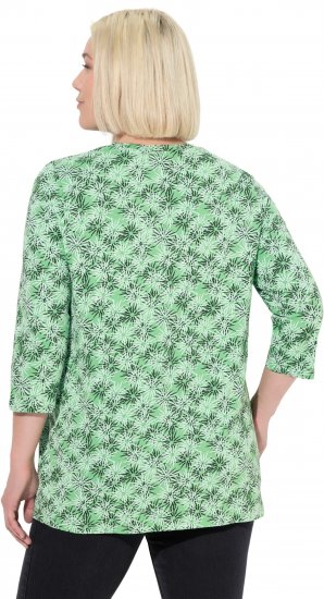 Ulla Popken Graphic Flower A-Line 3/4 Sleeve Tee Apple Green - T-skjorter - 