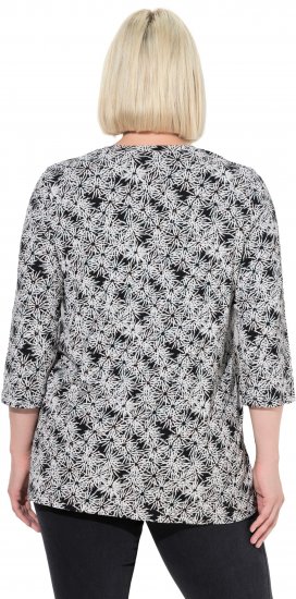 Ulla Popken Graphic Flower A-Line 3/4 Sleeve Tee Soft Light Blue - T-skjorter - 
