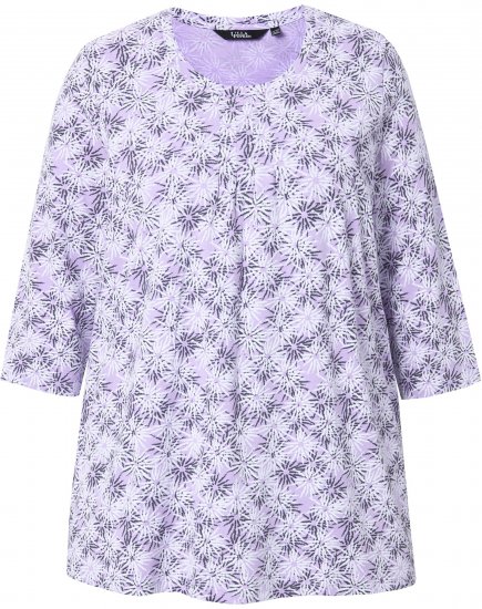Ulla Popken Graphic Flower A-Line 3/4 Sleeve Tee Lavender - T-skjorter - 