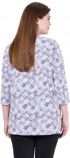 Ulla Popken Graphic Flower A-Line 3/4 Sleeve Tee Lavender - T-skjorter - 