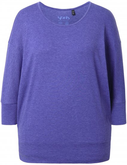 Ulla Popken Quick Drying Batwing Sleeve Tee Blueberry - Trykket T-skjorter for dame - 