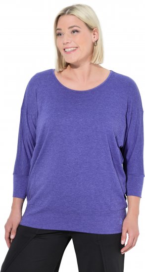 Ulla Popken Quick Drying Batwing Sleeve Tee Blueberry - Trykket T-skjorter for dame - 