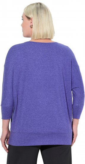 Ulla Popken Quick Drying Batwing Sleeve Tee Blueberry - Trykket T-skjorter for dame - 