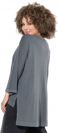Ulla Popken 87 Applique Oversized Long Sleeve Tee Graphite Grey - T-skjorter - 