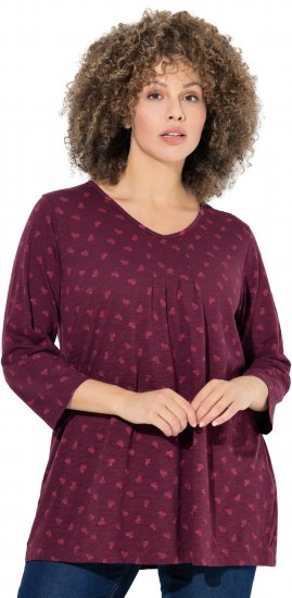 Ulla Popken Flower Print 3/4 Sleeve Tee Dark Ruby - T-skjorter - 