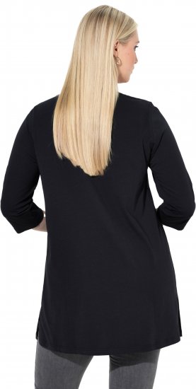 Ulla Popken Ho Ho Ho 3/4 Sleeve Graphic Tunic Tee Black - T-skjorter - 
