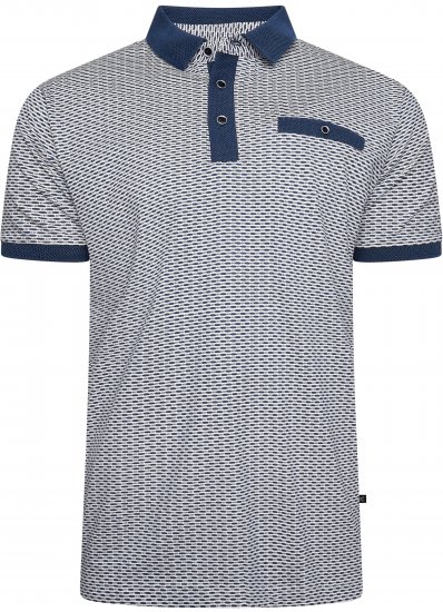 Kam Jeans 5528 AOP Print with Jacquard Collar/Cuffs Polo Navy - Polo- & piqueskjorter - Poloskjorte i store størrelser - 2XL-8XL