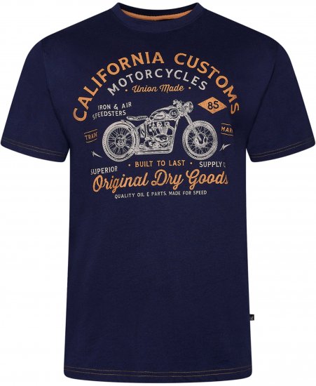 Kam Jeans 5787 California Customs Print Tee Navy - T-skjorter - Store T-skjorter - 2XL-14XL