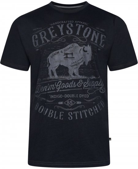 Kam Jeans 5790 Greystone Print Tee Black - T-skjorter - Store T-skjorter - 2XL-14XL