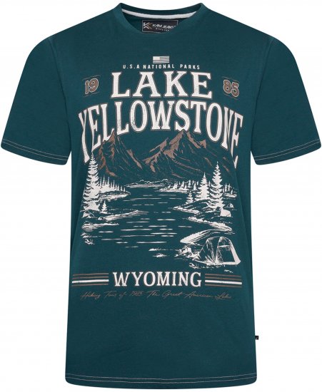 Kam Jeans 5792 Lake Yellowstone Print Tee Dark Sea - T-skjorter - Store T-skjorter - 2XL-14XL