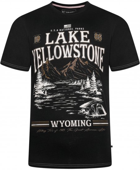 Kam Jeans 5792 Lake Yellowstone Print Tee Black - T-skjorter - Store T-skjorter - 2XL-14XL
