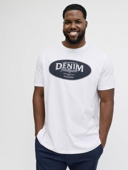 Jack & Jones Dover Denim O-Neck T-Shirt White - T-skjorter - Store T-skjorter - 2XL-14XL
