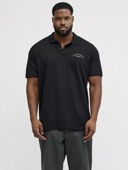 Jack & Jones College Logo Polo Short Sleeve Black - Polo- & piqueskjorter - Poloskjorte i store størrelser - 2XL-8XL