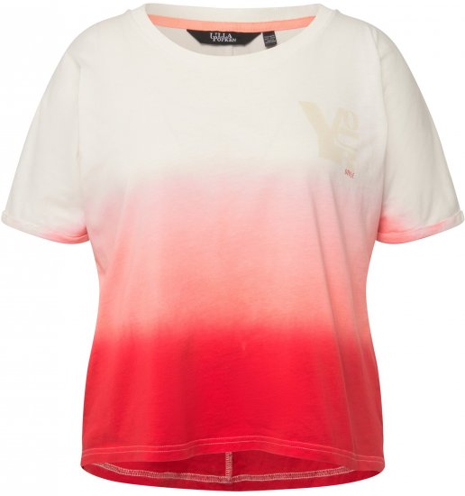 Ulla Popken Dip Dyed Short Sleeve Logo Tee Off-White - Trykket T-skjorter for dame - 