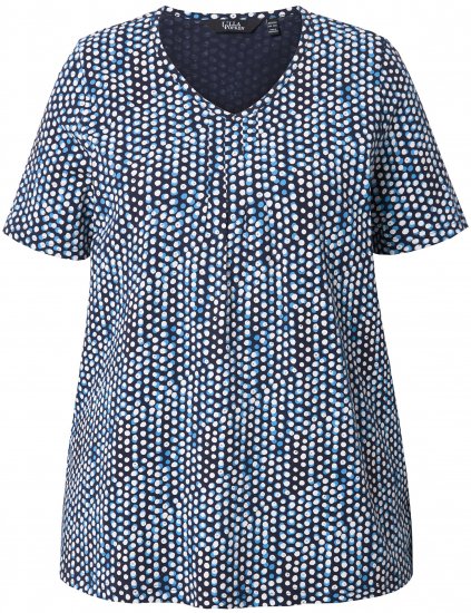 Ulla Popken So Many Dots Tee Navy Blue - Trykket T-skjorter for dame - 