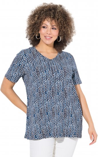 Ulla Popken So Many Dots Tee Navy Blue - Trykket T-skjorter for dame - 