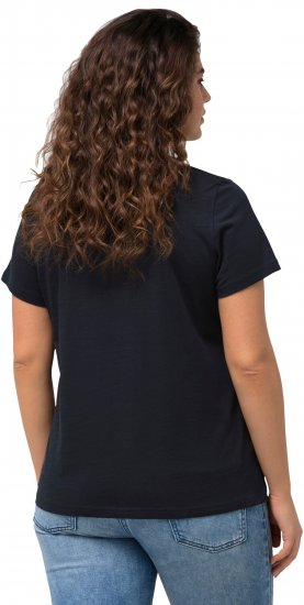 Ulla Popken BISOUS Short Sleeve Graphic Tee Navy Blue - Trykket T-skjorter for dame - 