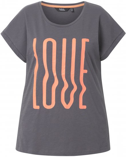 Ulla Popken LOVE Short Sleeve Graphic Tee Graphite Grey - Trykket T-skjorter for dame - 