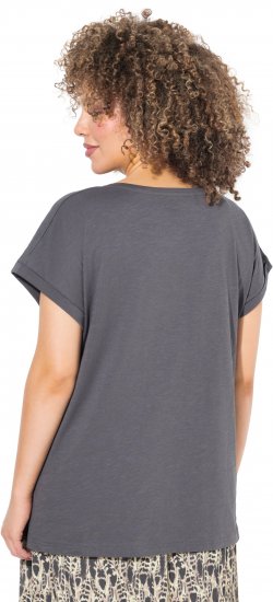 Ulla Popken LOVE Short Sleeve Graphic Tee Graphite Grey - Trykket T-skjorter for dame - 