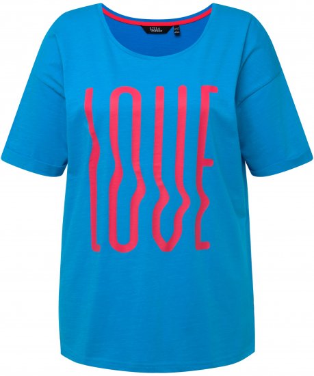 Ulla Popken LOVE Short Sleeve Graphic Tee Sapphire Blue - Trykket T-skjorter for dame - 