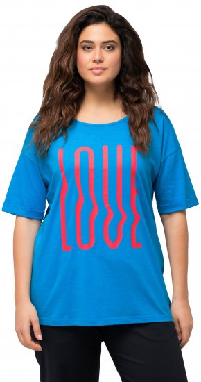 Ulla Popken LOVE Short Sleeve Graphic Tee Sapphire Blue - Trykket T-skjorter for dame - 
